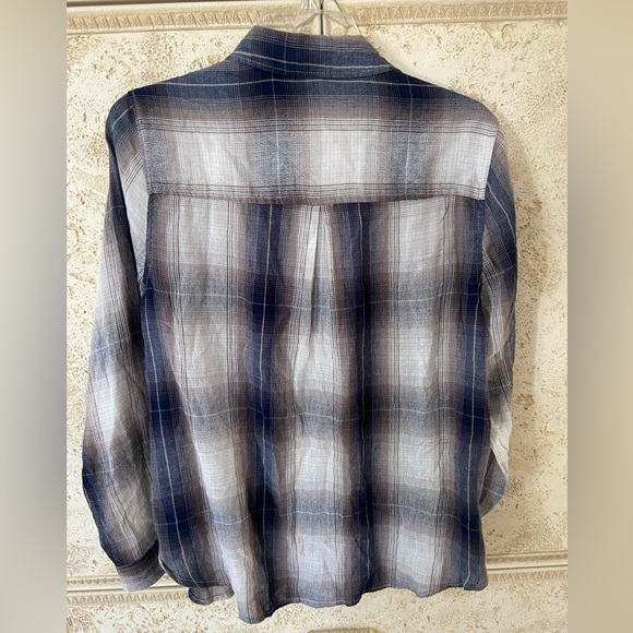 Lucky Brand Blue and Brown Button Down Shirt, lightweight cotton blend , size M - Picture 2 of 5